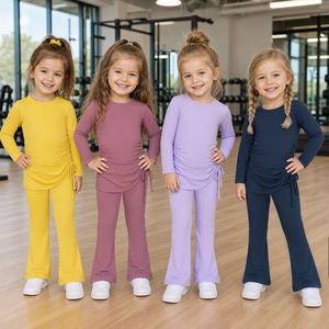 Wholesale Bulk Kids Clothing Long Sleeve Crew Neck Top Drawstring Skirt Pants Yoga Athletic Girls Clothes
