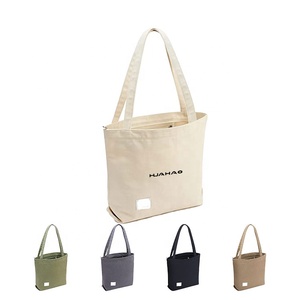 Custom Canvas Tote Bag with Pocket and Zipper