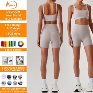 Aoyema Women Fitness Wear High Elastic Back Sports Underwear Bra Outdoor Running Fitness Shorts Yoga Clothing Sports Set