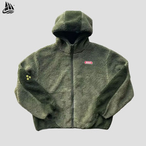 Custom Embroidery Logo High Quality Zipper Unisex Winter Wool Sherpa Hoodie Jackets