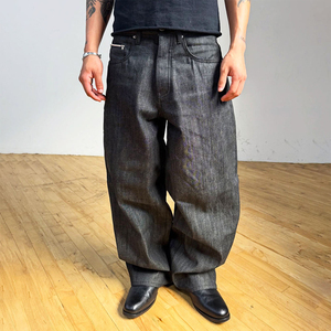 Custom Oversized Japanese Raw Selvedge Denim Jeans Homme Casual Wear Heavyweight Raw Denim Baggy Jeans Baggy
