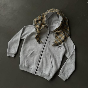 Custom 100 Cotton Embroidery Hoodies Scarf Distressed Jacket